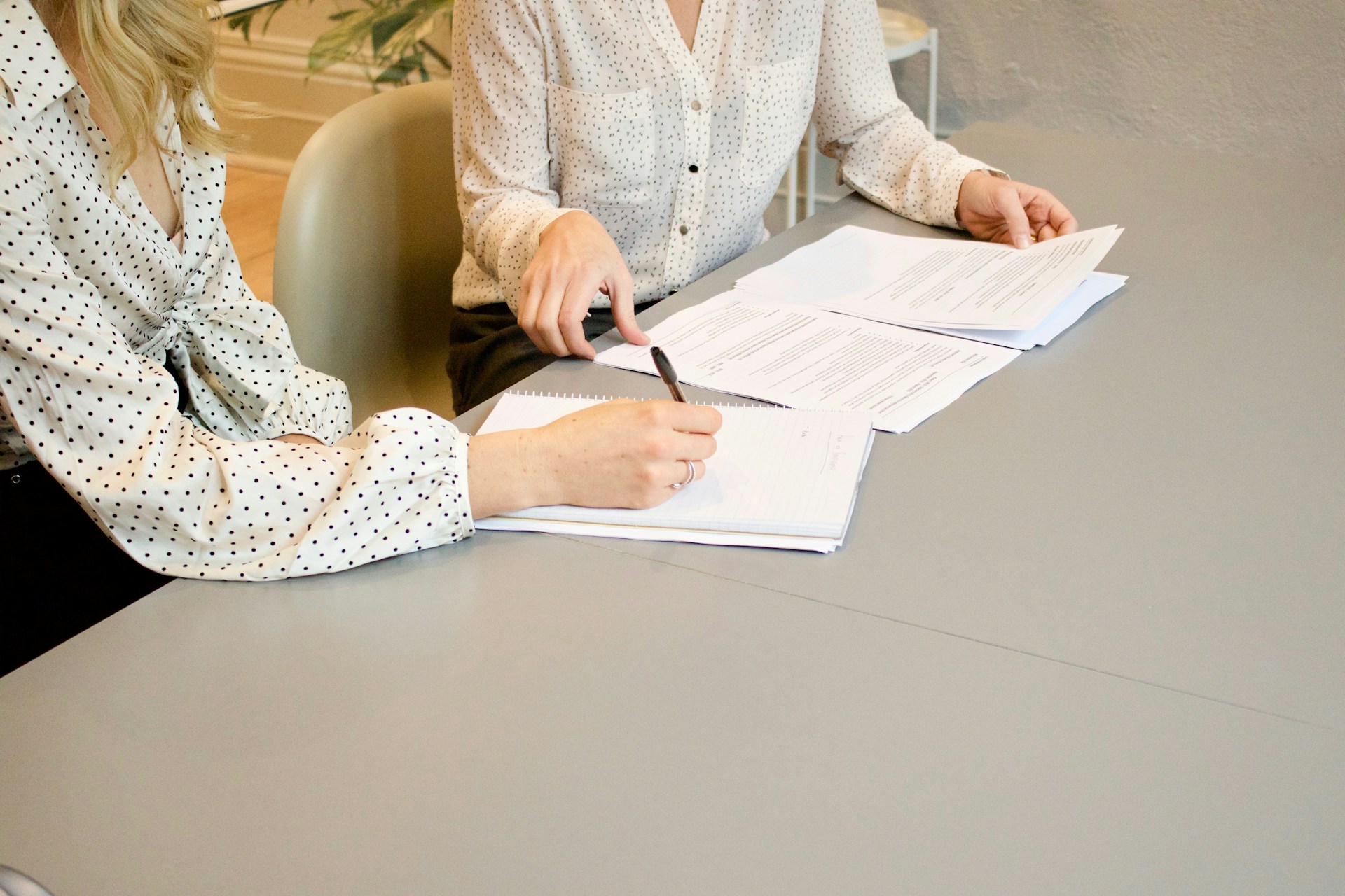 two people going over a resume